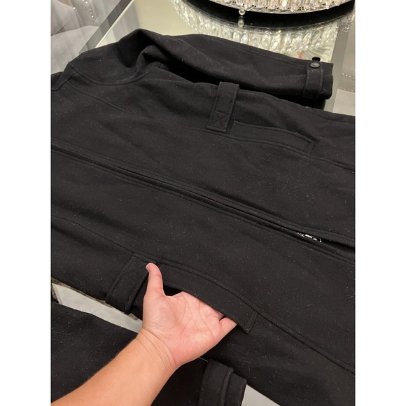 Eddie Bauer Petite Black Wool Blend Hooded Zip Front Coat Size S - Picture 6 of 14